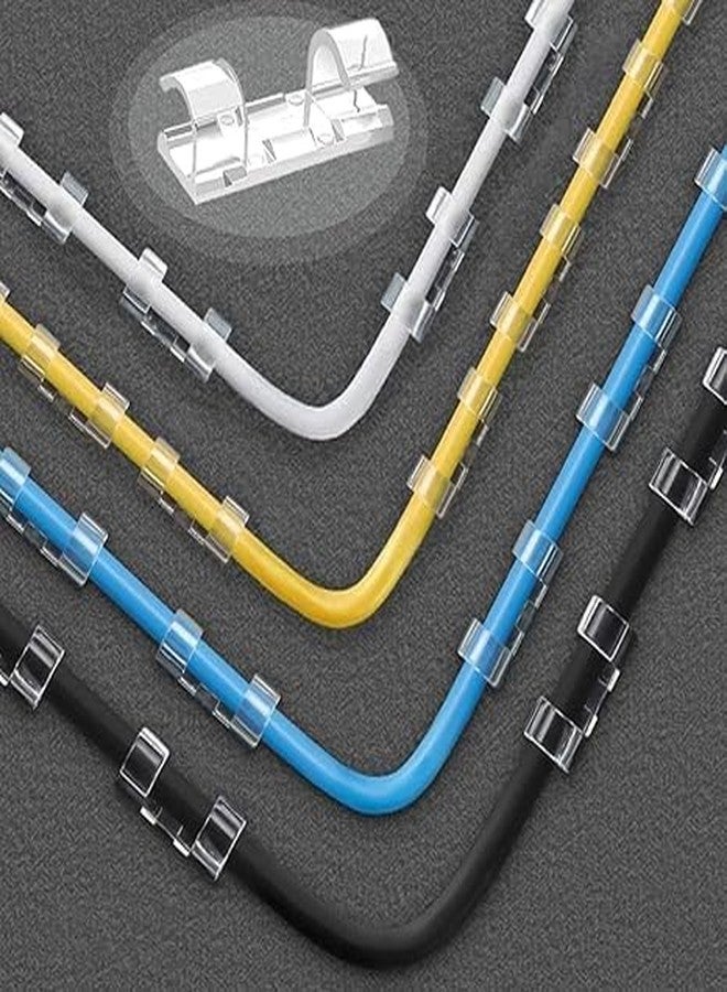 Zerolex 60 Pcs Self Adhesive Cable Management Clips, Cable Organizers Sticky Wire Clips Cord Holder for TV PC Laptop Ethernet Cable Desktop Home Office (Large,Transparent) - Image 5